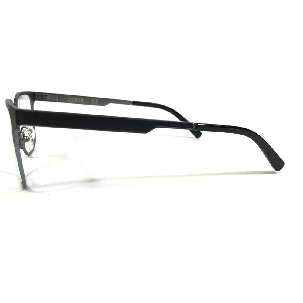 Iconik Eyeglasses Frames George C02 Black Grey Square Full Rim 51-20-140